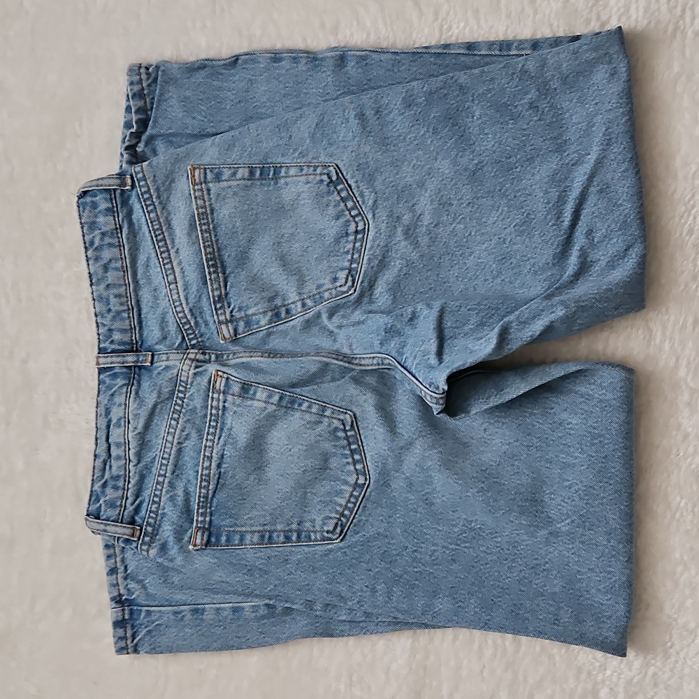 Topshop Distressed High Rise Mom Jeans Light Wash 25 Blue - Picture 9 of 11